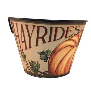 Harvest Hayrides Fall Decor Bucket Vintage Style Table Centerpiece Counter Stora